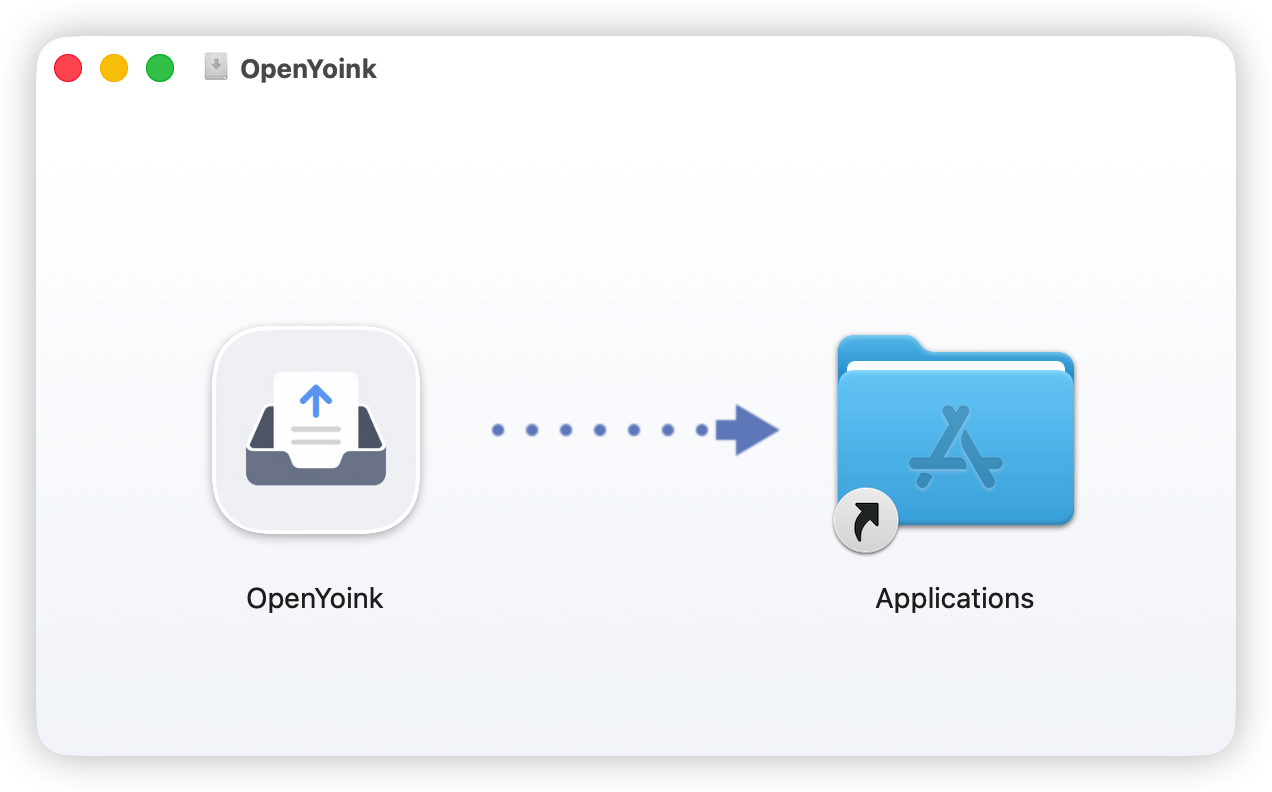 把 OpenYoink 拖入应用程序